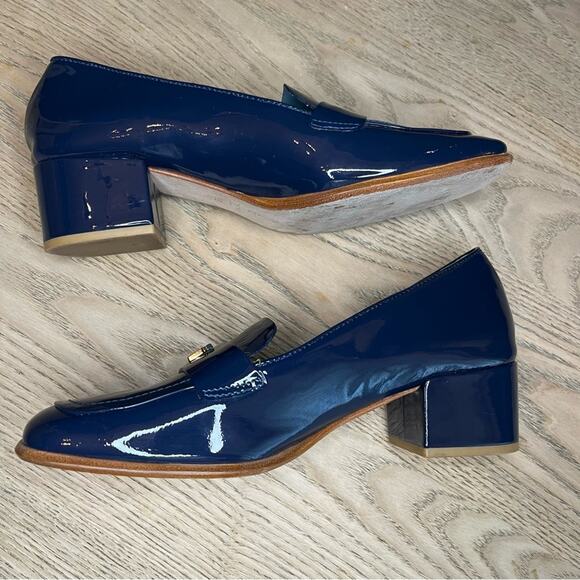 Frances Valentine Twiggy Loafer Navy Patent Leather Square Toe Women’s Size 8 - Picture 9 of 12